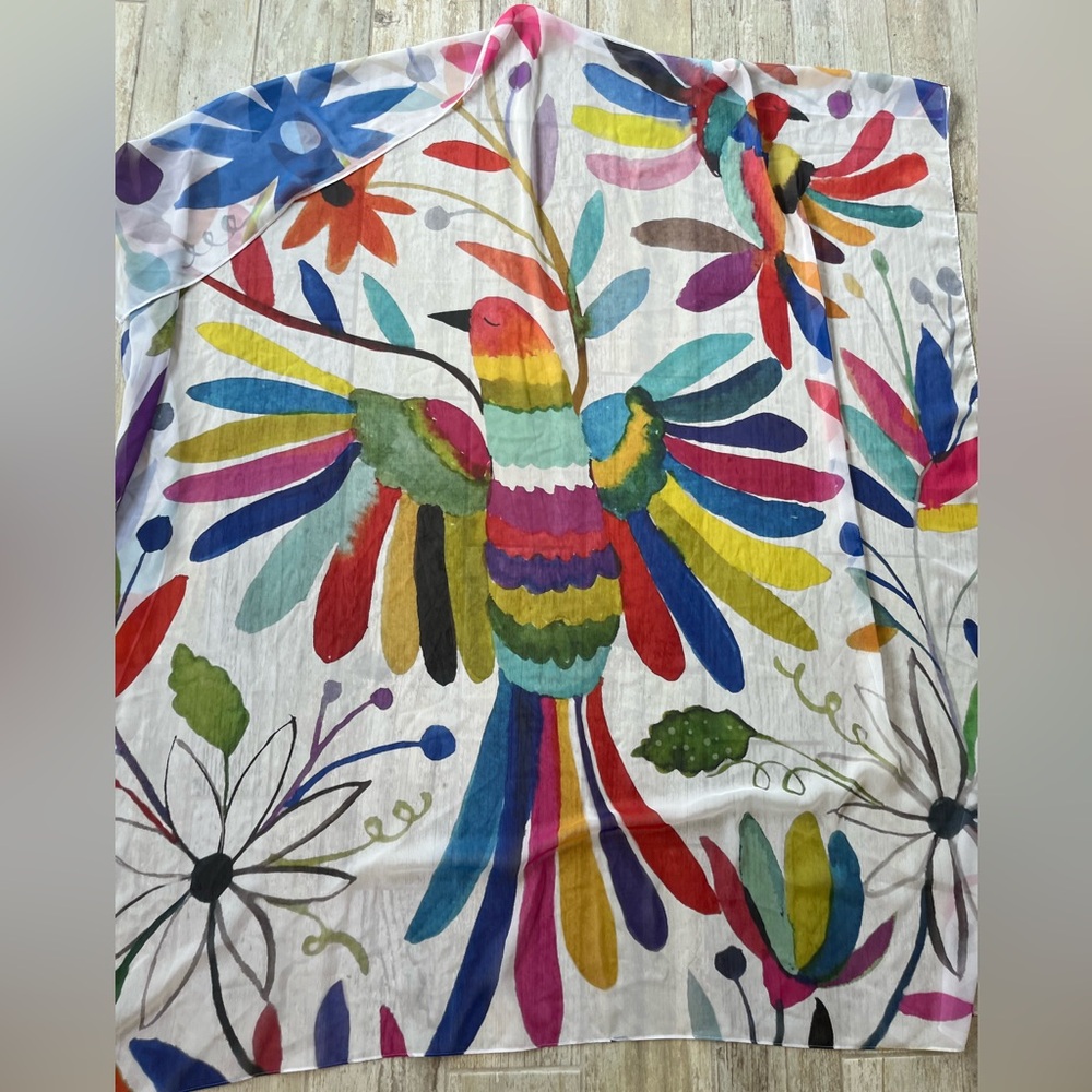 Colorful Bird Otomi print scarf lightweight